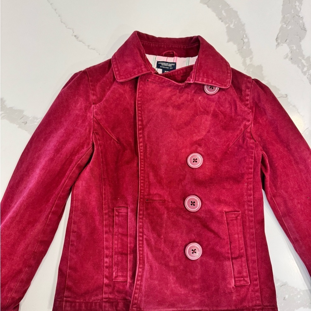 American Eagle Outfitters Red and Pink Striped Shirt - Picture 3 of 10